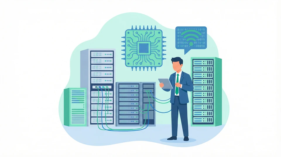 Deux professionnels dans un datacenter moderne examinent des serveurs informatiques